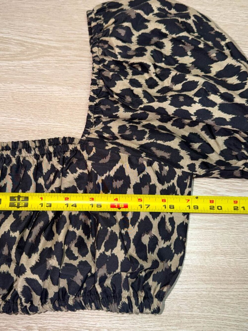 Nicole Miller Collection Women's Crop Top XL Leopard Puff Sleeve Animal Print - Picture 6 of 8